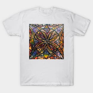 Stained Glass Mandala 40-29 by Julie Ann Stricklin T-Shirt